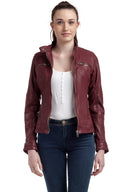 Veste bordeaux en cuir SARY