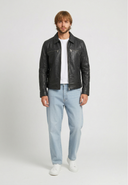 Veste noire en cuir TOMAS