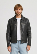Veste noire en cuir TOMAS