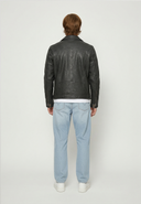 Veste noire en cuir TOMAS
