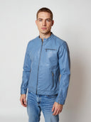 Veste vintage bleue en cuir VILLY