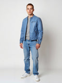 Veste vintage bleue en cuir VILLY