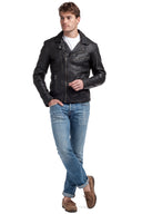 Perfecto noir délavé en cuir SYLVAIN 2
