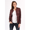 Veste bordeaux en cuir ARYA