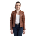 Veste cognac en cuir ISA